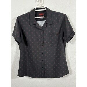 Stranger Things Shirt Womens‎ XL Black Demogorgon Short Sleeve Button Up RSVLTS